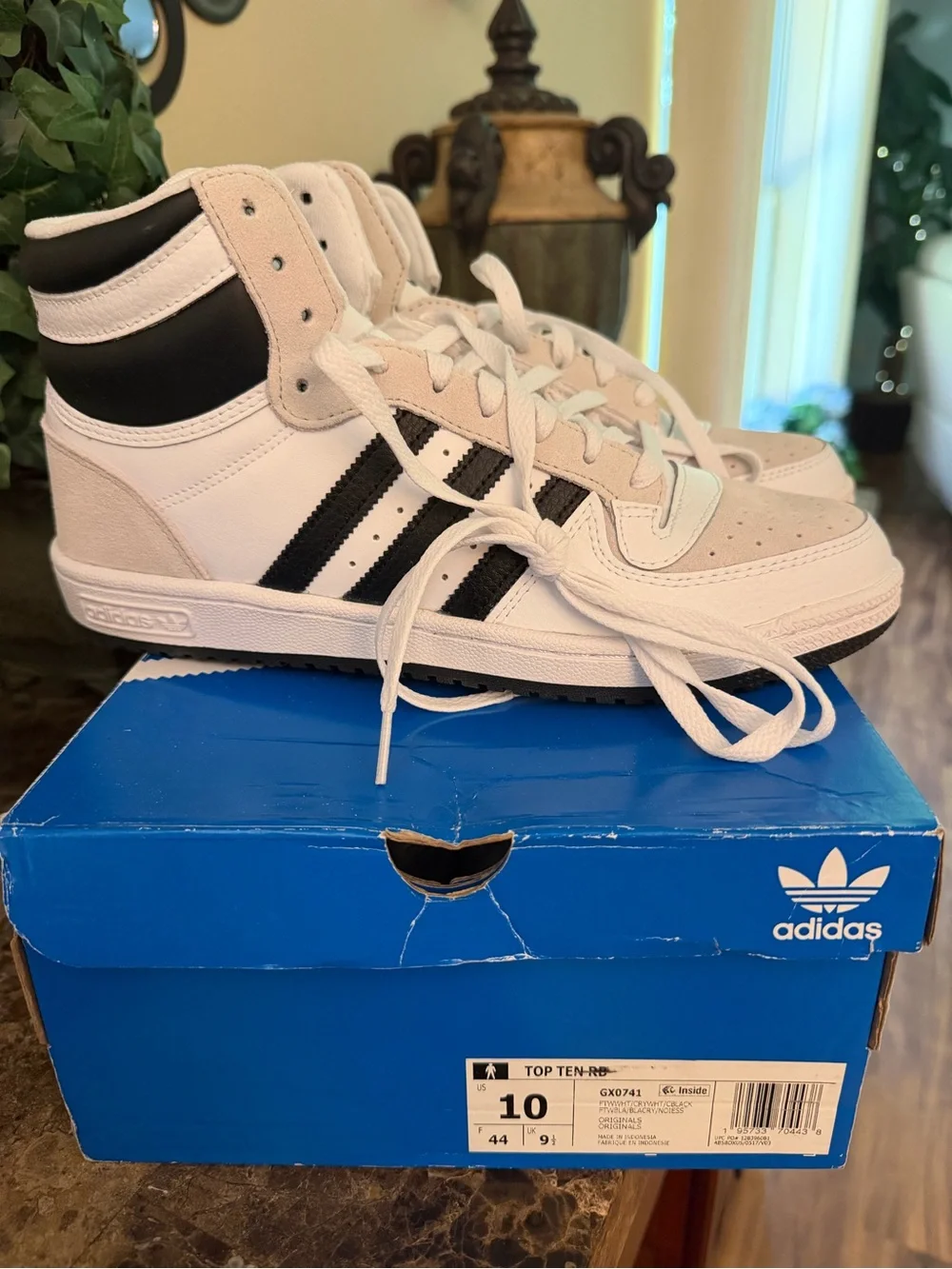 adidas Top Ten High-Top Sneakers in White and Black